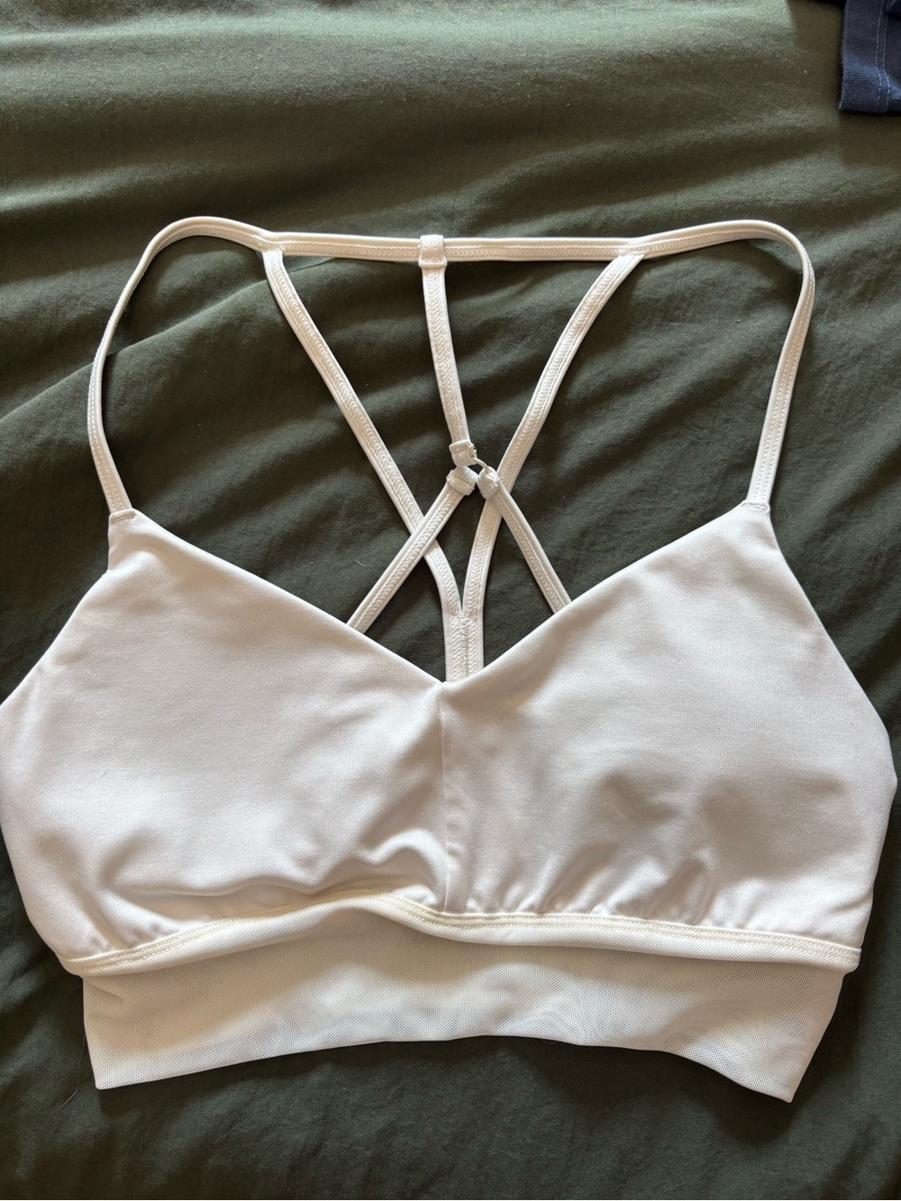 ALO Yoga White Strappy Back Sports Bralette - Picture 1 of 3